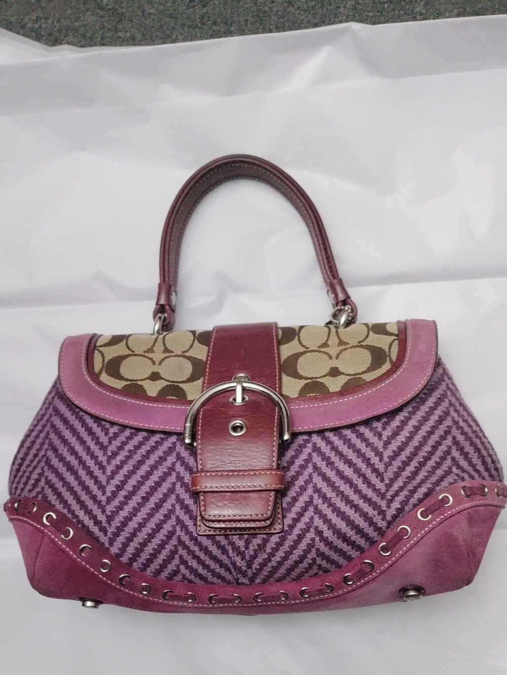 Coach Y2K Vintage #9748 Soho Signature C & Purple Tweed Satchel